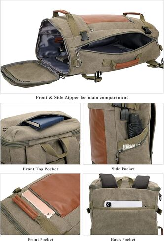 حقيبة ظهر للسفر من WITZMAN مع منفذ شحن USB، حقيبة ظهر كبيرة من القماش، حقيبة ظهر من القماش الخشن تناسب كمبيوتر محمول مقاس 17 بوصة للرجال in Kuwait