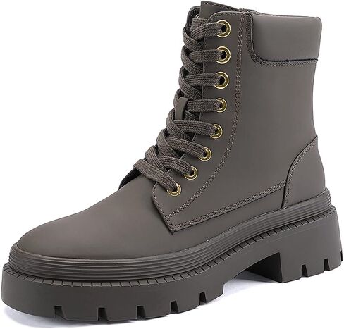 EETTARO Women's Lace Up Ankle Boots Low Heel Military Combat Booties Ladies Mid Calf Work Shoes in Kuwait