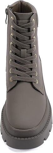 EETTARO Women's Lace Up Ankle Boots Low Heel Military Combat Booties Ladies Mid Calf Work Shoes in Kuwait