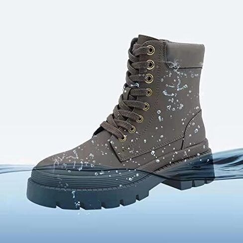 EETTARO Women's Lace Up Ankle Boots Low Heel Military Combat Booties Ladies Mid Calf Work Shoes in Kuwait