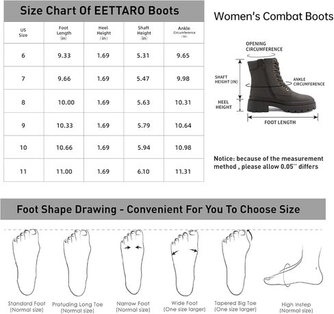 EETTARO Women's Lace Up Ankle Boots Low Heel Military Combat Booties Ladies Mid Calf Work Shoes in Kuwait