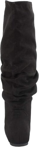 Soda Women's Zuluu Slouchy Faux Leather Knee HIgh Flats Boots (Black Imsu, us_footwear_size_system, adult, women, numeric, medium, numeric_8) in Saudi Arabia