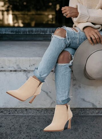 Juliet Holy Womens High Heel Booties Pointed Toe V Cut Back Zipper Short Dress Ankle Boots in Saudi Arabia