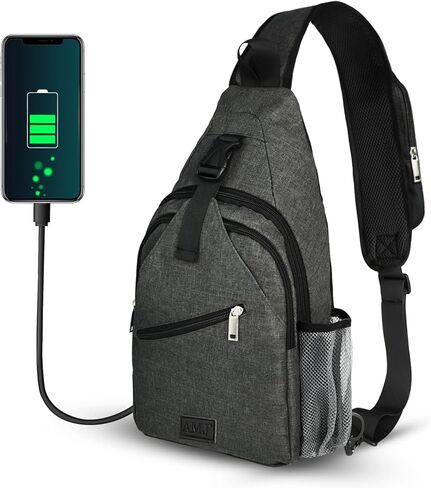 AMJ Crossbody Sling Bag Men Women, Casual Shoulder Backpack, Chest Daypack Satchel for Hiking Travel in Saudi Arabia