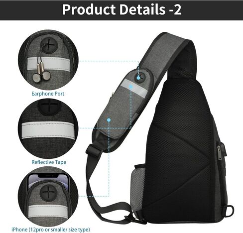AMJ Crossbody Sling Bag Men Women, Casual Shoulder Backpack, Chest Daypack Satchel for Hiking Travel in Saudi Arabia