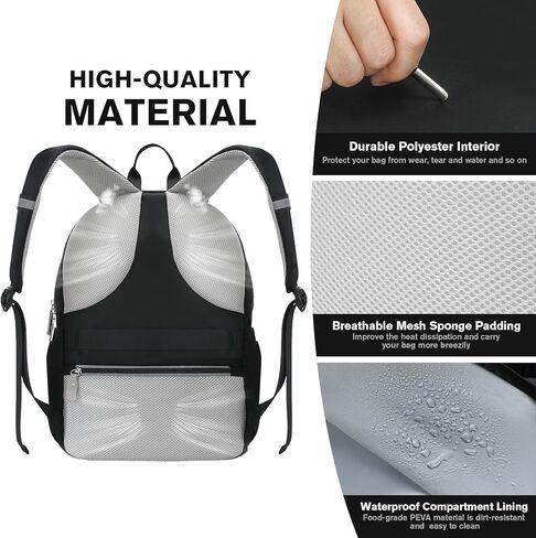 دادانيزم شنطة ظهر للاب توب مقاس 15.6 انش، شنطة ظهر للسفر مع جيب للاحذية مضادة للسرقة ومقاومة للماء، شنطة ظهر للرجال والنساء، شنطة كمبيوتر للكلية والمشي لمسافات طويلة، اسود/رمادي، اسود ورمادي, in Kuwait