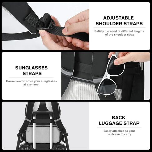 دادانيزم شنطة ظهر للاب توب مقاس 15.6 انش، شنطة ظهر للسفر مع جيب للاحذية مضادة للسرقة ومقاومة للماء، شنطة ظهر للرجال والنساء، شنطة كمبيوتر للكلية والمشي لمسافات طويلة، اسود/رمادي، اسود ورمادي, in Kuwait