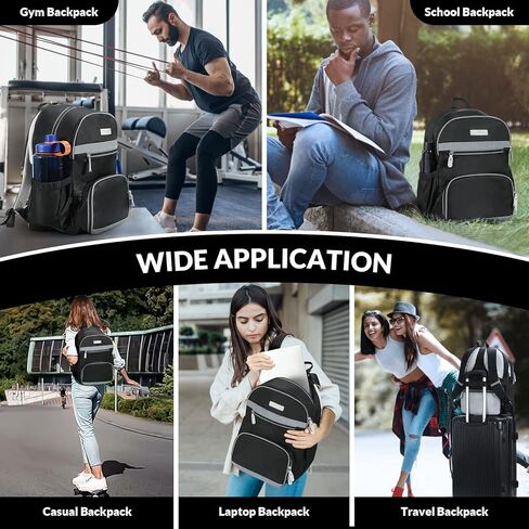 دادانيزم شنطة ظهر للاب توب مقاس 15.6 انش، شنطة ظهر للسفر مع جيب للاحذية مضادة للسرقة ومقاومة للماء، شنطة ظهر للرجال والنساء، شنطة كمبيوتر للكلية والمشي لمسافات طويلة، اسود/رمادي، اسود ورمادي, in Kuwait