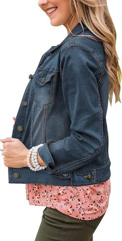 Metietila Womens Cropped Jean Jacket Basic Button Down Demim Jacket With Pockets in Saudi Arabia