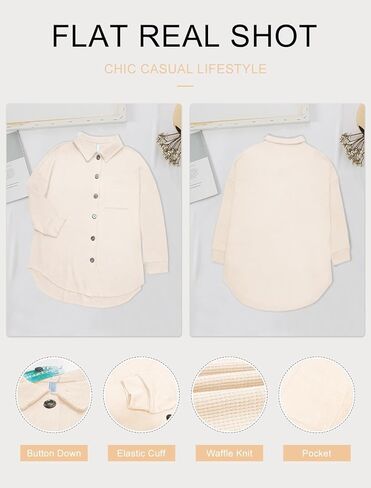 سترة نسائية من AWULIFFAN مصنوعة من نسيج وافل وأكمام طويلة وأزرار سفلية، بلوزات كاجوال أنيقة in Kuwait