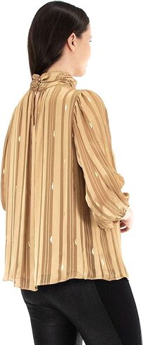 Zac & Rachel Women's Printed Shadow Stripe Chiffon Top with High Neck in Saudi Arabia