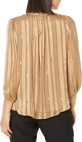 Zac & Rachel Women's Printed Shadow Stripe Chiffon Top with High Neck in Saudi Arabia