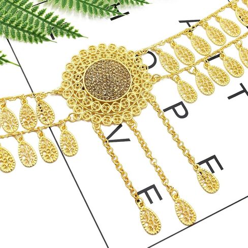 NSLS Crystal Flower Waist Belt for Women Belly Chains Dancing Beach Belt Statement Body Chain Silver India Ethnic Boho Turkish Jewelry Egyptian in Kuwait