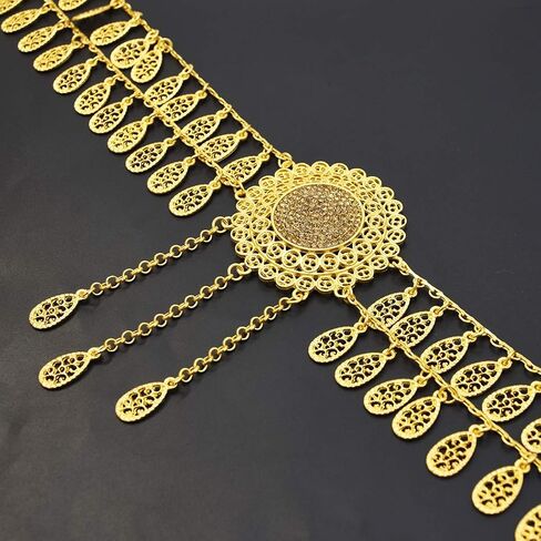 NSLS Crystal Flower Waist Belt for Women Belly Chains Dancing Beach Belt Statement Body Chain Silver India Ethnic Boho Turkish Jewelry Egyptian in Kuwait