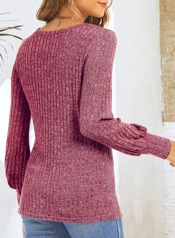 RANPHEE Womens Long Balloon Sleeve Shirts Ladies Fall Casual Lightweight Sweaters in Kuwait