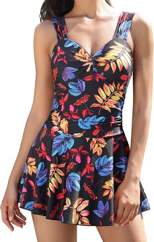 SHEKINI Women's One Piece Swimdress Tummy Control Swimsuit Retro Crossover Bathing Suit in Saudi Arabia
