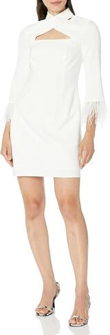 فستان قصير للسيدات من Aidan by Aidan Mattox مع زخرفة من الريش in Kuwait