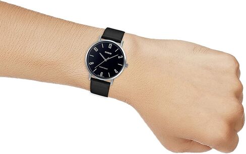 Casio MTP-VT01L-1B2 Men's Minimalistic Black Dial Black Leather Band Analog Watch in Saudi Arabia