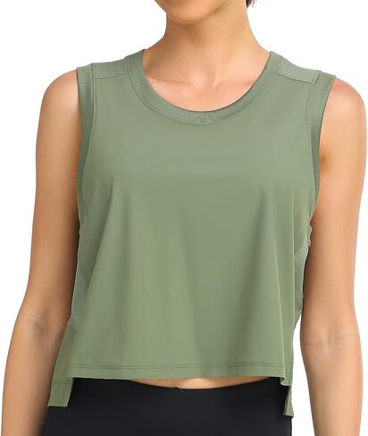تي شيرت نسائي ملون من Breezy Mesh Back Muscle Tank فضفاض مناسب للتمرين in Kuwait