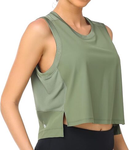تي شيرت نسائي ملون من Breezy Mesh Back Muscle Tank فضفاض مناسب للتمرين in Kuwait
