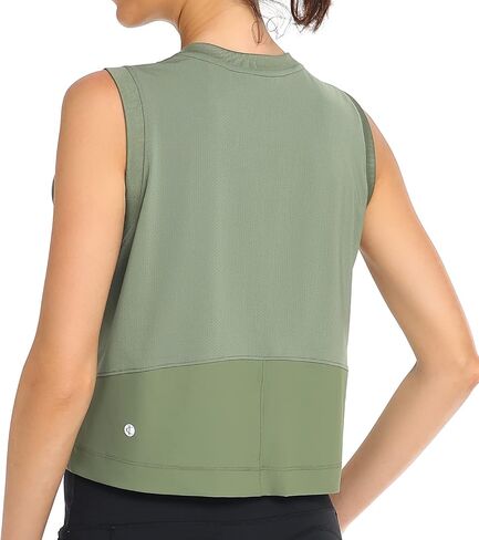 تي شيرت نسائي ملون من Breezy Mesh Back Muscle Tank فضفاض مناسب للتمرين in Kuwait