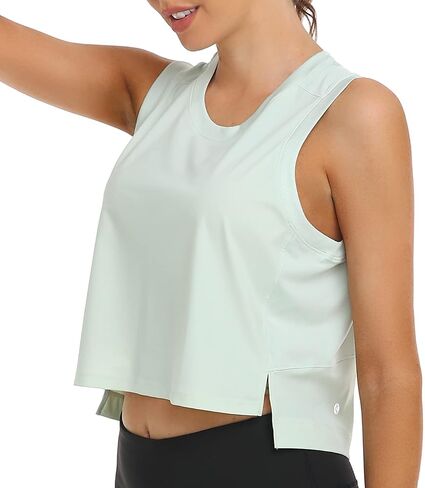 تي شيرت نسائي ملون من Breezy Mesh Back Muscle Tank فضفاض مناسب للتمرين in Kuwait