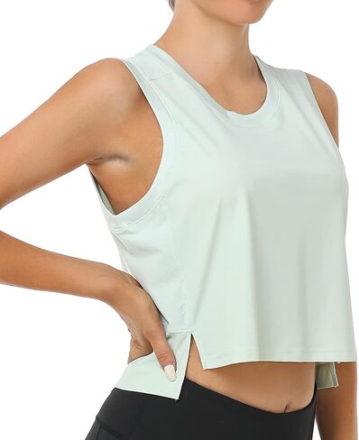 تي شيرت نسائي ملون من Breezy Mesh Back Muscle Tank فضفاض مناسب للتمرين in Kuwait