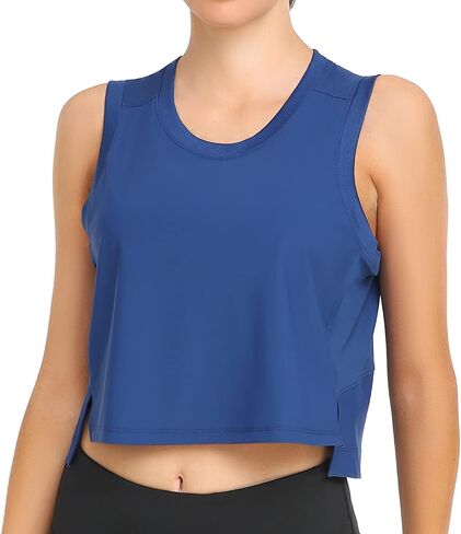 تي شيرت نسائي ملون من Breezy Mesh Back Muscle Tank فضفاض مناسب للتمرين in Kuwait