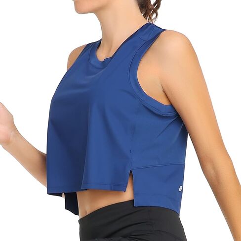 تي شيرت نسائي ملون من Breezy Mesh Back Muscle Tank فضفاض مناسب للتمرين in Kuwait
