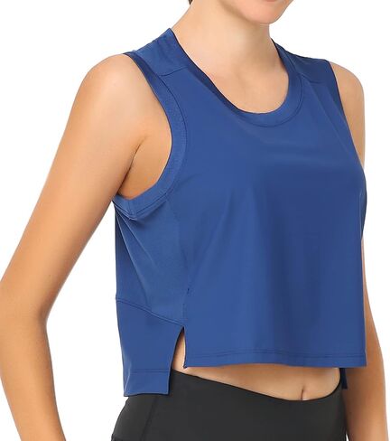 تي شيرت نسائي ملون من Breezy Mesh Back Muscle Tank فضفاض مناسب للتمرين in Kuwait