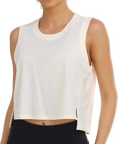 تي شيرت نسائي ملون من Breezy Mesh Back Muscle Tank فضفاض مناسب للتمرين in Kuwait