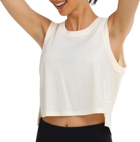 تي شيرت نسائي ملون من Breezy Mesh Back Muscle Tank فضفاض مناسب للتمرين in Kuwait