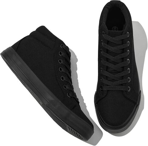 XRH Women Black Canvas High Tops Sneaker for Walking,White Non Slip Hi Top Lace up Shoes,Casual Fashion Mid Top Sneaker(Comfortable,Breathable,Trendy) in Kuwait