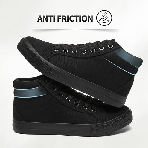 XRH Women Black Canvas High Tops Sneaker for Walking,White Non Slip Hi Top Lace up Shoes,Casual Fashion Mid Top Sneaker(Comfortable,Breathable,Trendy) in Kuwait