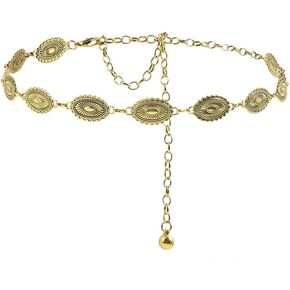 PICKBEAU Womens Metal Chain Dress Belt Tassel Waist Chain Body Belly Chains Daisy Sweater Belt Decorated Gold Silver Waist Chain Belt for Women Dress