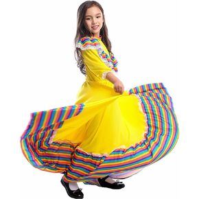Girls Mexican Dress Folklorico Traditional Dresses Holiday Toddler Dance Skirt Kids Halloween Carnival Birthday Gowns