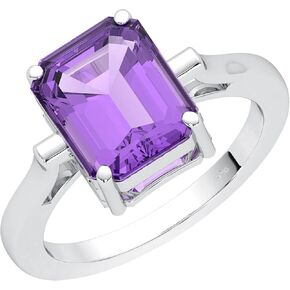 TISHAVI 3.55 Cts Natural Gemstone Rings For Women Sterling Silver, Solitaire Rings For Women Sterling Silver, Octagon Stone Sterling Silver Rings For Women