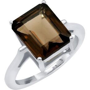 TISHAVI 3.55 Cts Natural Gemstone Rings For Women Sterling Silver, Solitaire Rings For Women Sterling Silver, Octagon Stone Sterling Silver Rings For Women in Kuwait