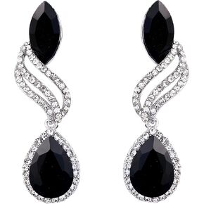 BriLove Women's Fashion Crystal Wedding Bridal Hollow Leaf Teardrop Dangle Earrings in Saudi Arabia