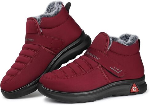 أحذية الثلوج النسائية الشتوية من FAMITION: حذاء نسائي مريح مقاوم للماء مبطن بالفراء سهل الارتداء عند المشي خفيف الوزن معزول للكاحل مسطح in Kuwait