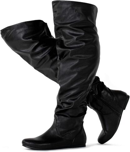 RF ROOM OF FASHION Women's Over The Knee Flat Heel Slouchy Boots (Available in Regular and Wide Calf) in Kuwait