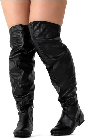 RF ROOM OF FASHION Women's Over The Knee Flat Heel Slouchy Boots (Available in Regular and Wide Calf) in Kuwait