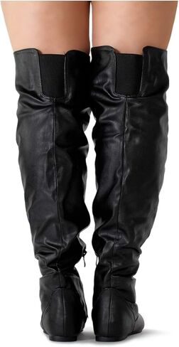 RF ROOM OF FASHION Women's Over The Knee Flat Heel Slouchy Boots (Available in Regular and Wide Calf) in Kuwait