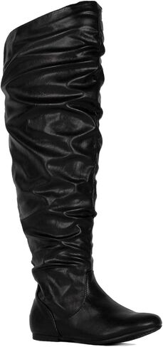 RF ROOM OF FASHION Women's Over The Knee Flat Heel Slouchy Boots (Available in Regular and Wide Calf) in Kuwait