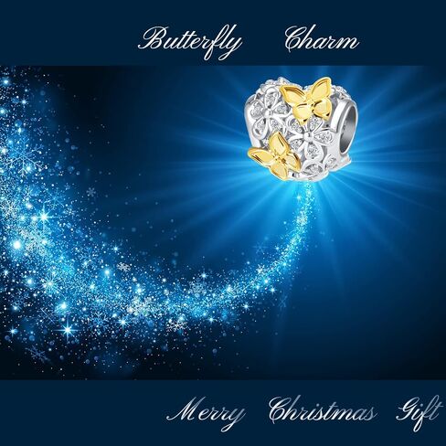Butterfly Flower Garden Charm Magnolia Bloom Crystal Opennwork Enamel Bead for Pandora Charm Bracelet in Saudi Arabia