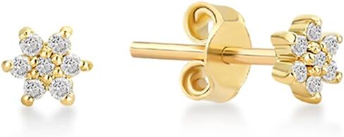 GELIN Diamond Daisy Flower Stud Earrings in 14k Solid Gold for Women Valentine's Day Jewelry Gift in Saudi Arabia