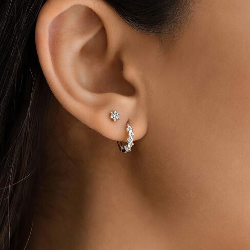 GELIN Diamond Daisy Flower Stud Earrings in 14k Solid Gold for Women Valentine's Day Jewelry Gift in Saudi Arabia
