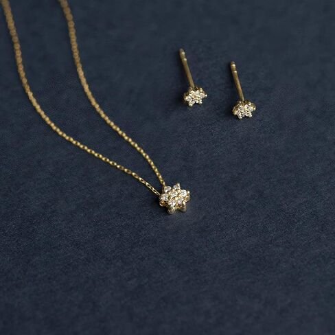 GELIN Diamond Daisy Flower Stud Earrings in 14k Solid Gold for Women Valentine's Day Jewelry Gift in Saudi Arabia