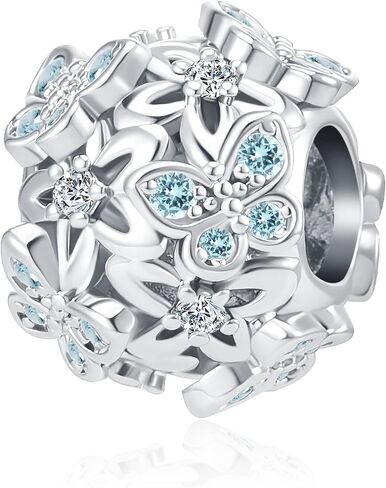 Butterfly Flower Garden Charm Magnolia Bloom Crystal Opennwork Enamel Bead for Pandora Charm Bracelet in Saudi Arabia