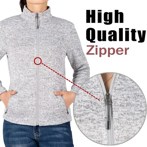 Bonnorth Women's Full Zip Sweater Fleece Jacket,Sherpa Lined Windproof Jacket with Zip Pocket in Kuwait